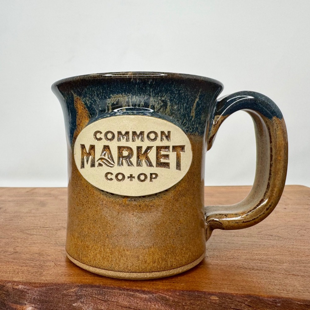 Sunset Hill Stoneware Common Market Co-op Mug Blue Brown Drip Glaze USA Made
